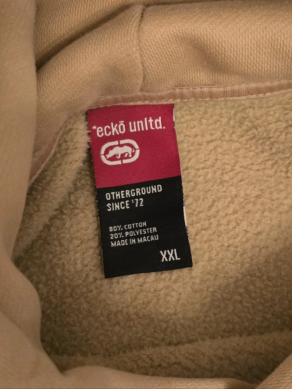 🔥🔥Y2K ECKO Unltd Tan Colorblock Hoodie with Navy & Cream Accents🔥🔥Size XXL